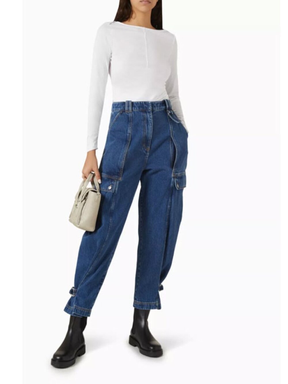 3.1 Phillip Lim Denim Tapered-Leg Utility Jeans - Picture 6 of 7